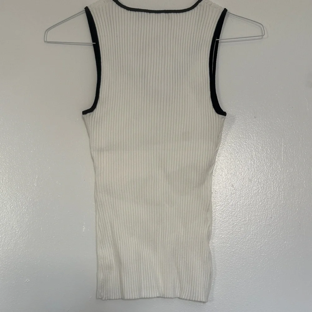 Meshki White Ribbed Tank with Black Contrast Trim - Picture 3 of 3